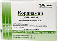 Кордиамин-Здоровье р-р для инъекций 250мг/мл 2мл ампулы №10