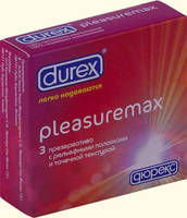 Презервативы Durex Pleasuremax с рёбрами и пупырышками натур. латекс упаковка №3