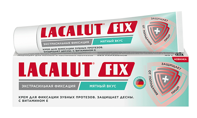 Крем для фиксации зубных протезов Lacalut FIX с мятным вкусом 40г №1