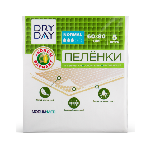 Пеленки впитывающие гигиенические DRY DAY Normal 60*90 №5