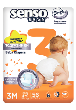 Подгузники детские  SENSO BABY  Simple Midi 3M (4-9 кг) №56