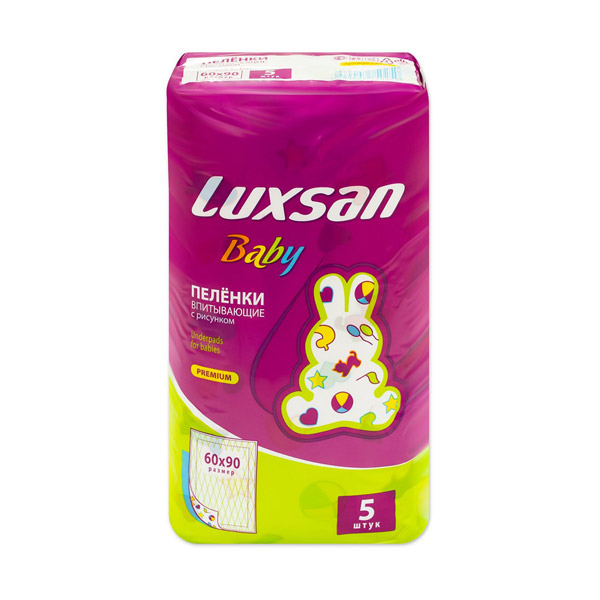 Пеленки впитывающие детские LUXSAN BABY PREMIUM с рисунком 60*90 №5