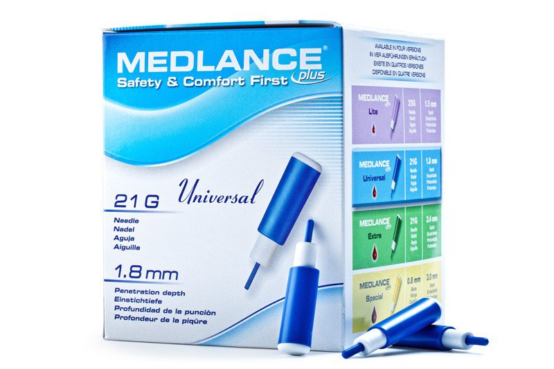 Ланцеты одноразов.Medlance Plus UNIVERSAL 21Gx1.8mm штука №200