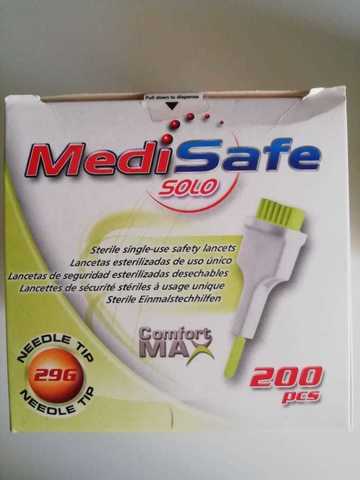 Ланцеты одноразов.MediSafe Solo 29Gx1,5mm штука №200